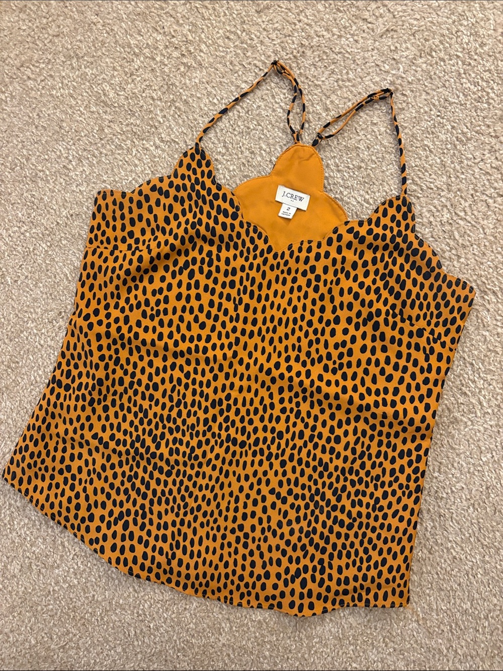 J Crew Animal Print Scalloped Cami Top